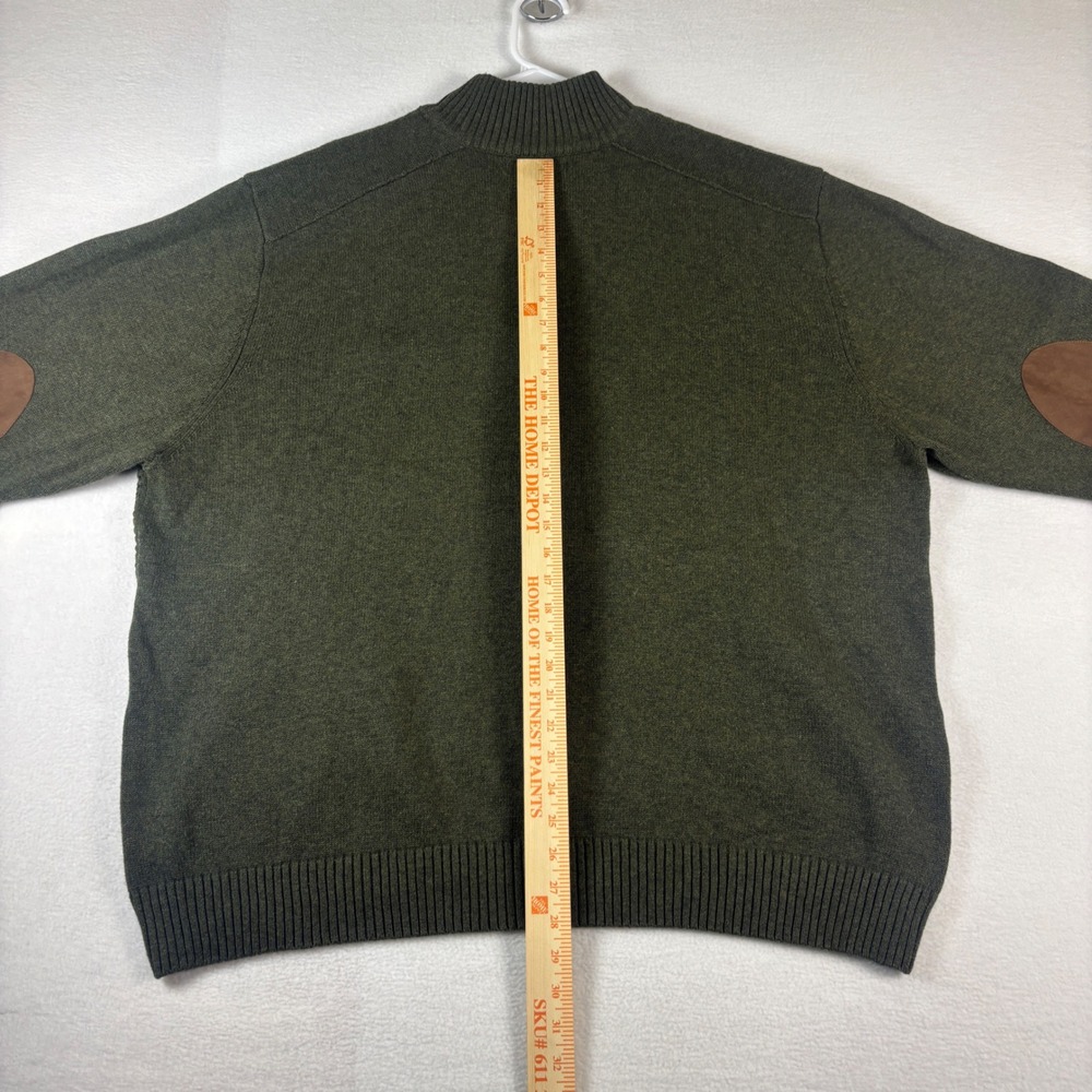 Tricots St Raphael Mens 3X Olive Green Waffle Knit Quarter Zip Elbow Patch 3XL - Picture 5 of 11
